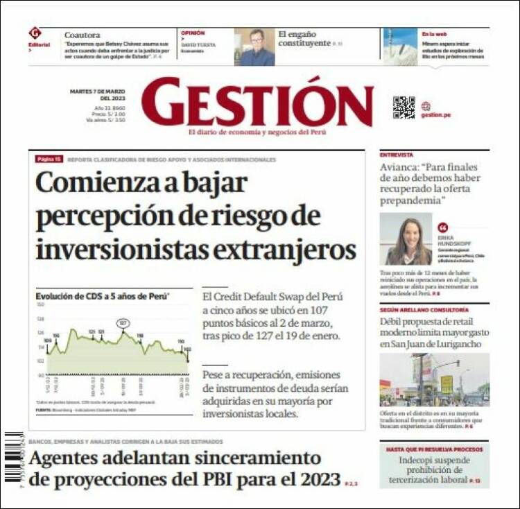 Portada de Diario Gestión (Perú)
