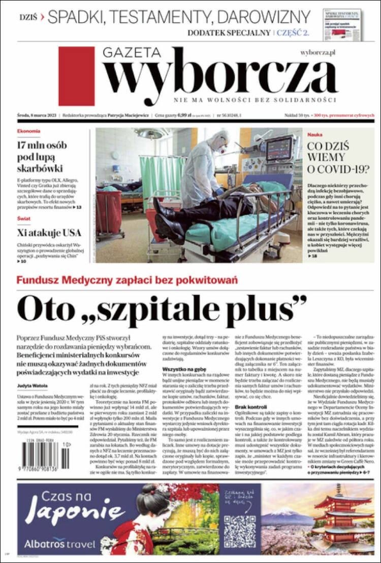 Portada de Gazeta Wyborcza (Polonia)