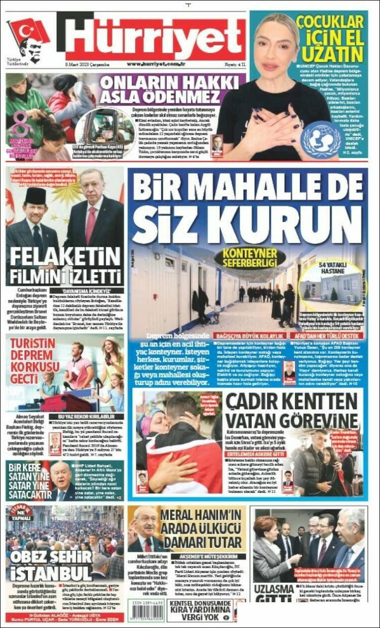 Portada de Hürriyet (Turqu&iacute;a)