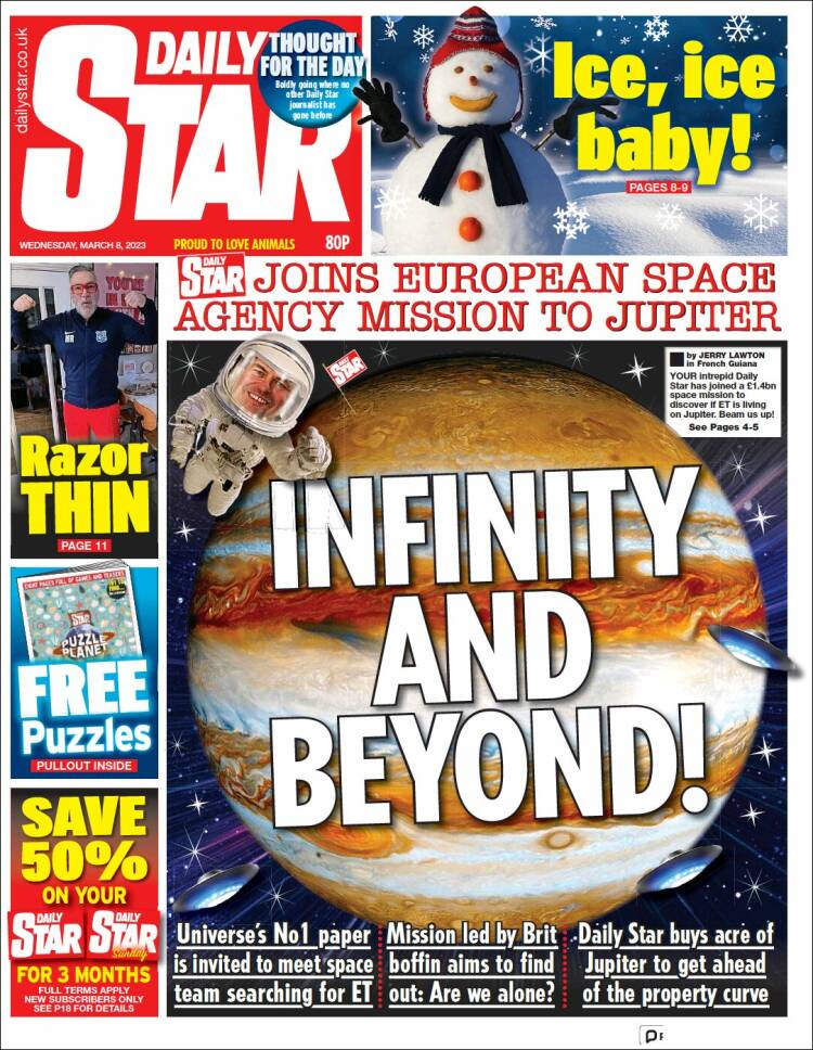 Portada de Daily Star (Reino Unido)