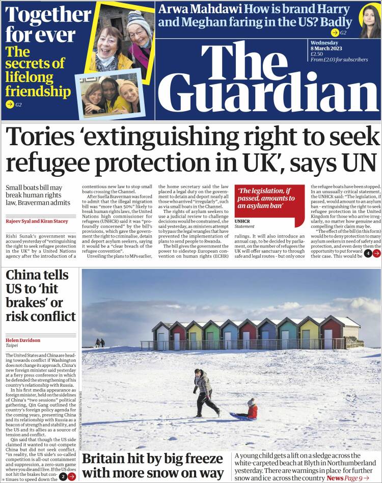 Portada de The Guardian (Reino Unido)
