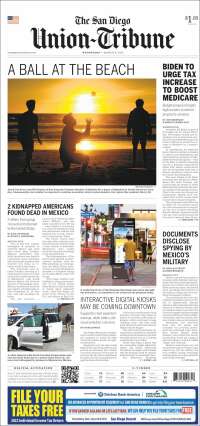 Portada de The San Diego Union-Tribune (USA)