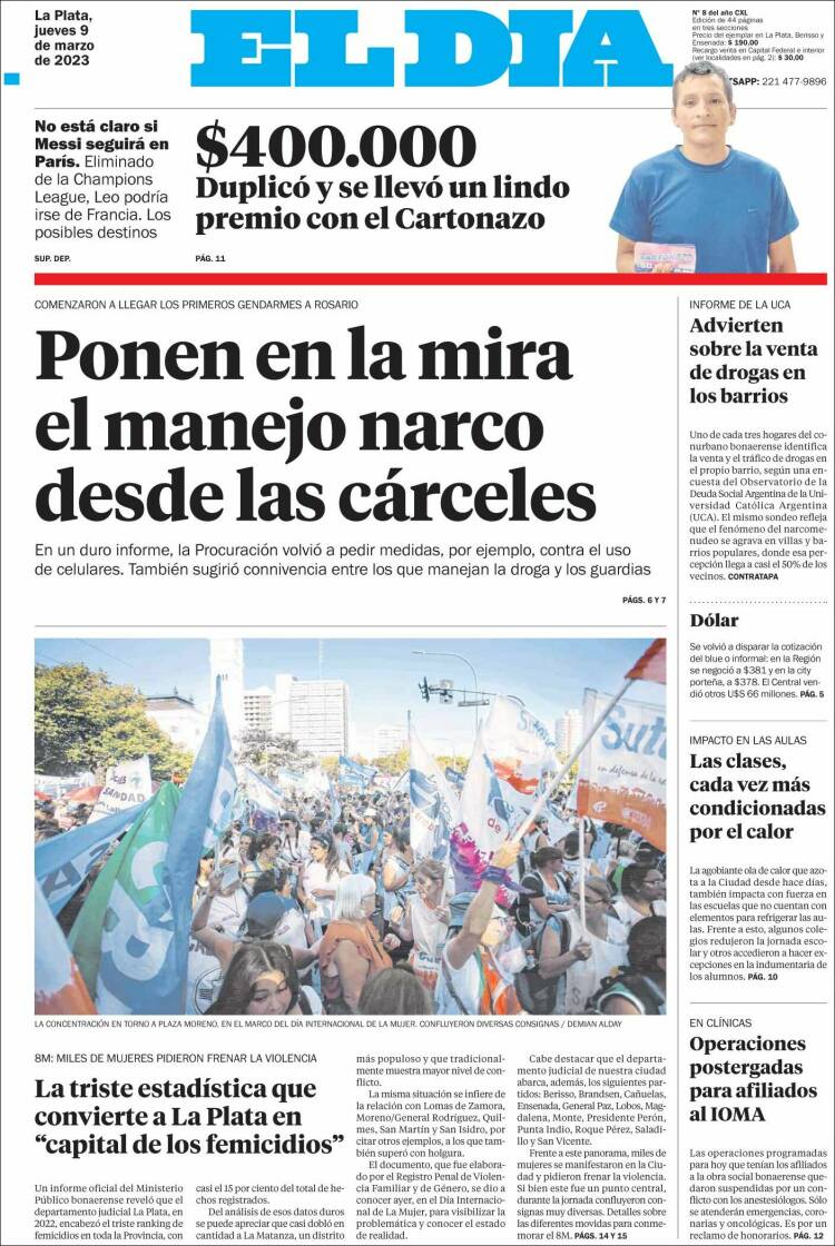 Portada de El Día de la Plata (Argentina)