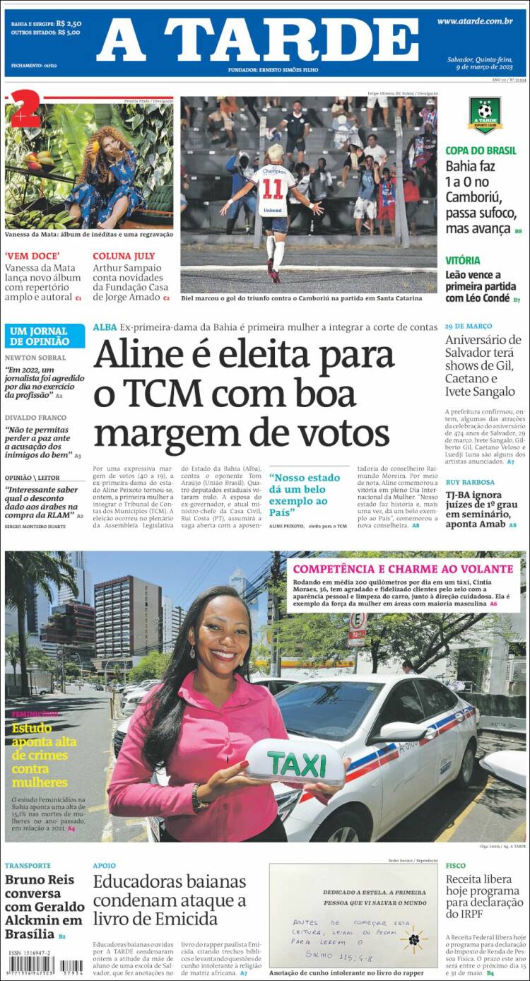 Portada de Diário A Tarde (Brasil)