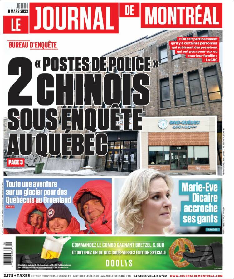 Portada de Le Journal de Montréal (Canada)