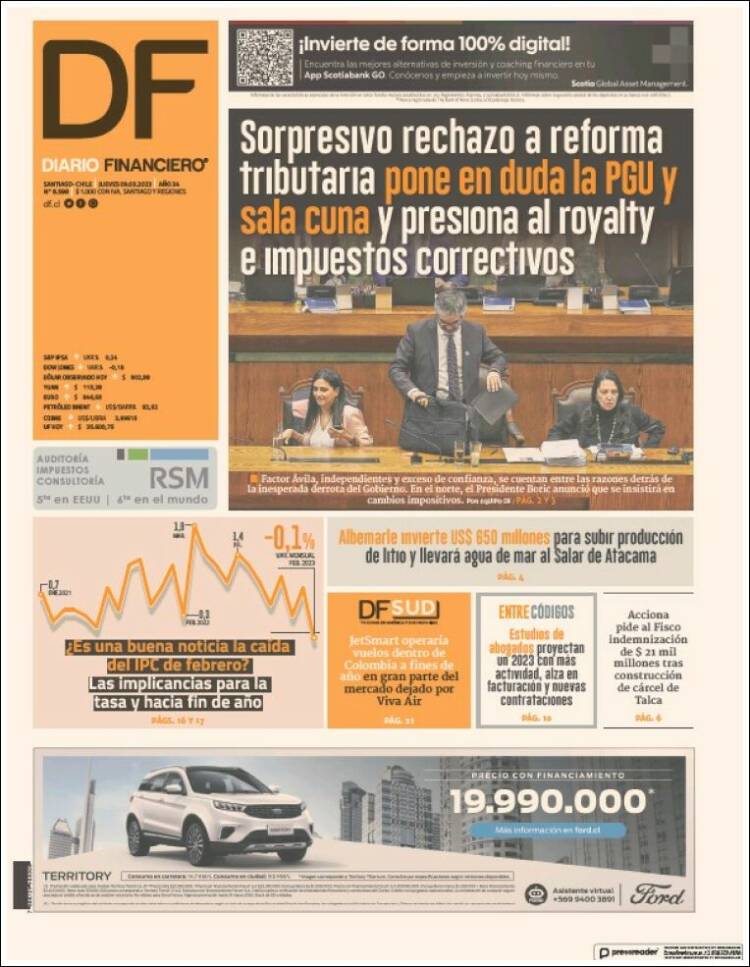 Portada de Diario Financiero (Chile)