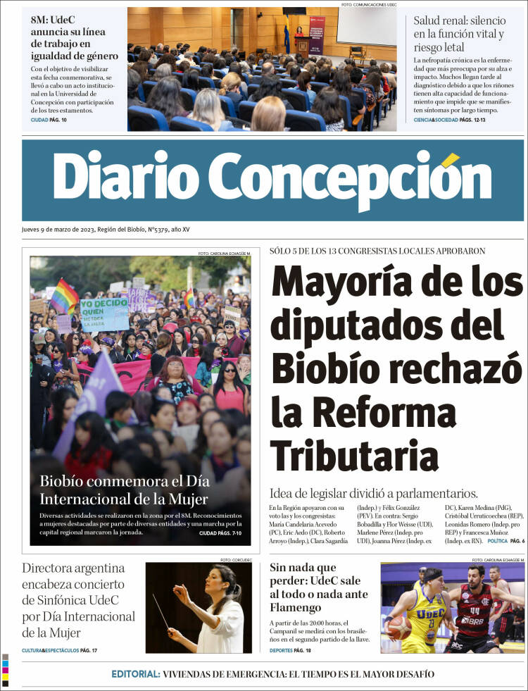 Portada de Diario de Concepción (Chile)