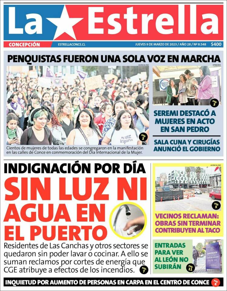Portada de La Estrella de Concepción (Chile)