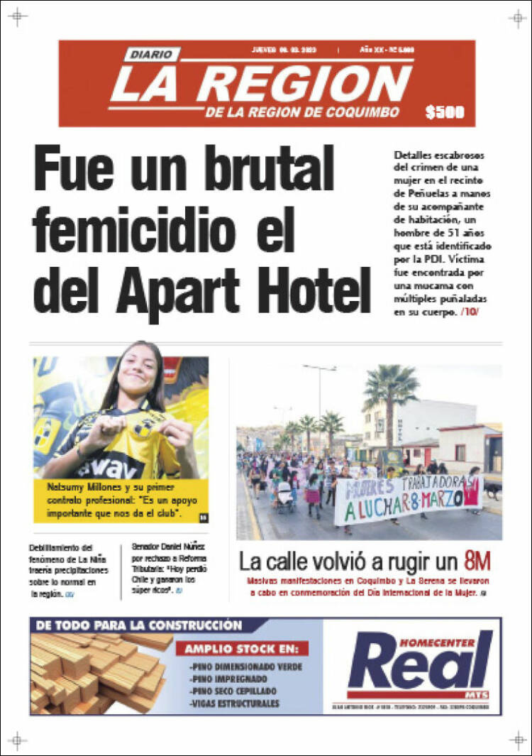Portada de Diario La Región de Coquimbo (Chile)
