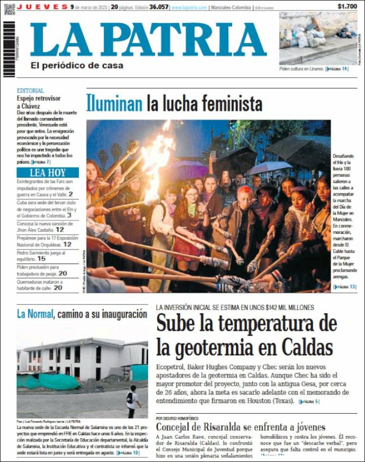 Portada de La Patria (Colombia)