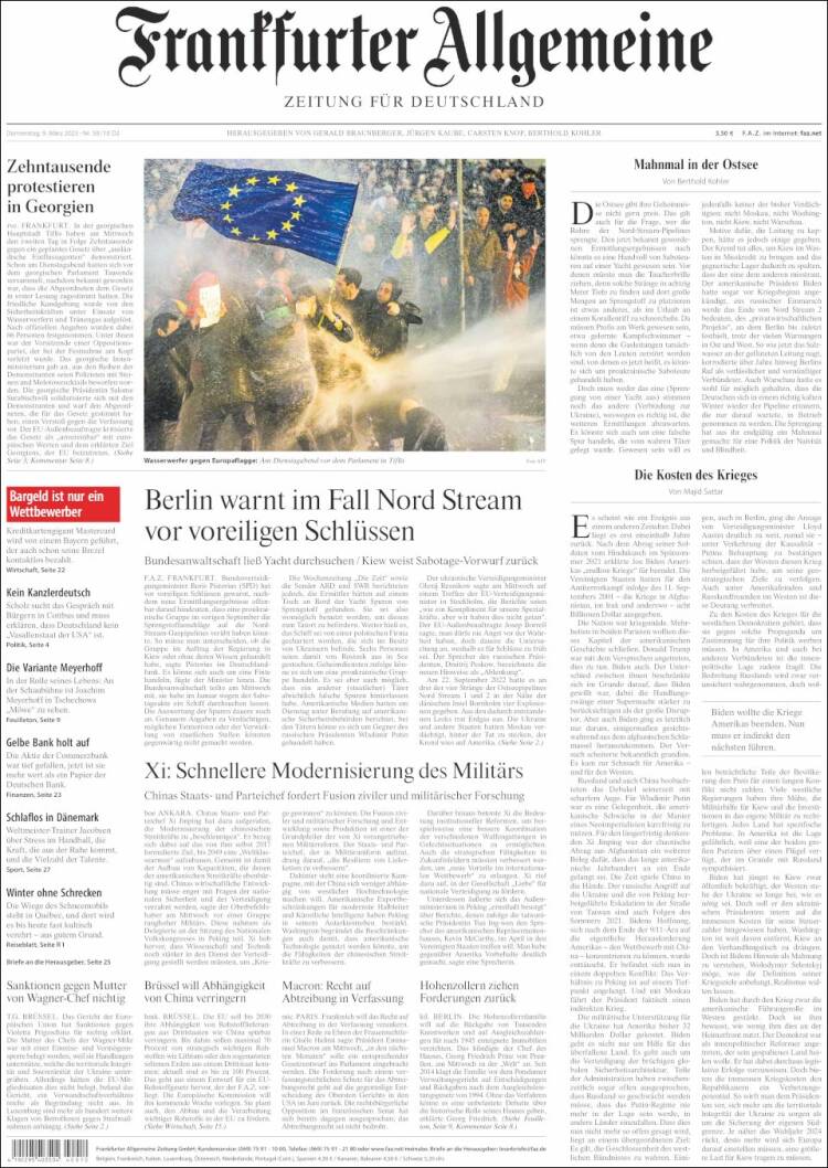 Portada de Frankfurter Allgemeine (Alemania)