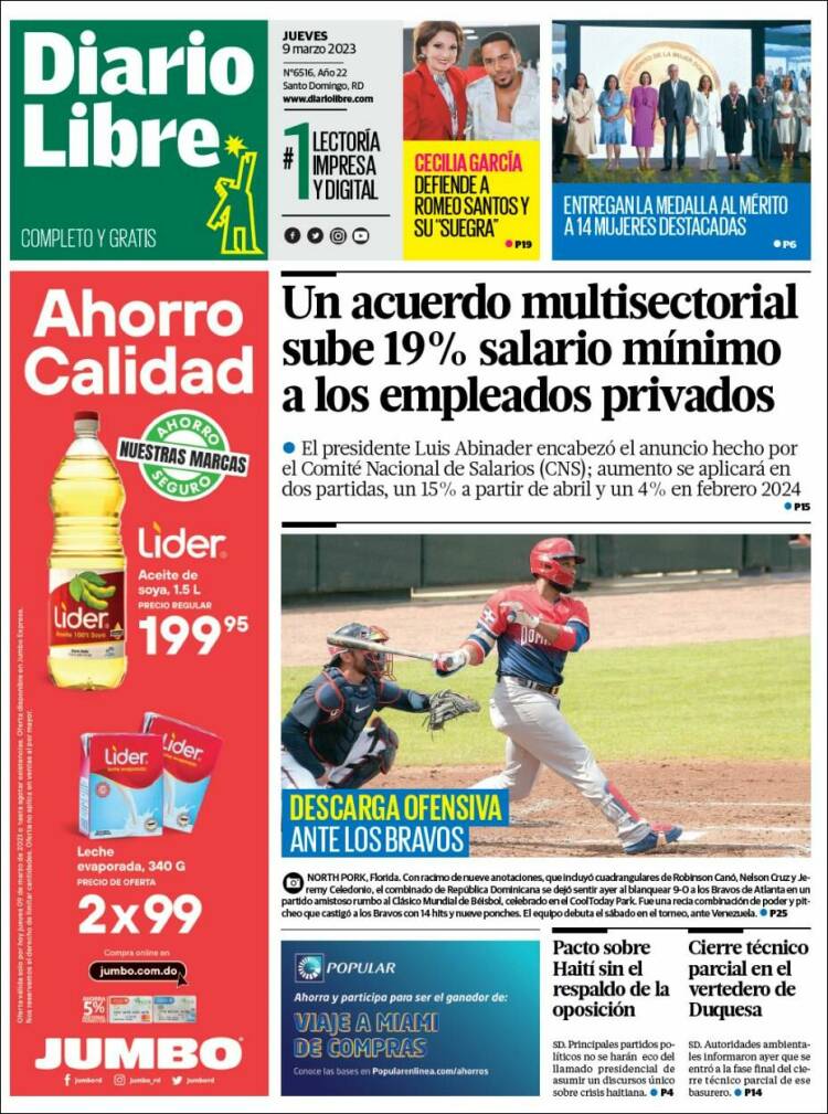 Portada de Diario Libre (R. Dominicana)