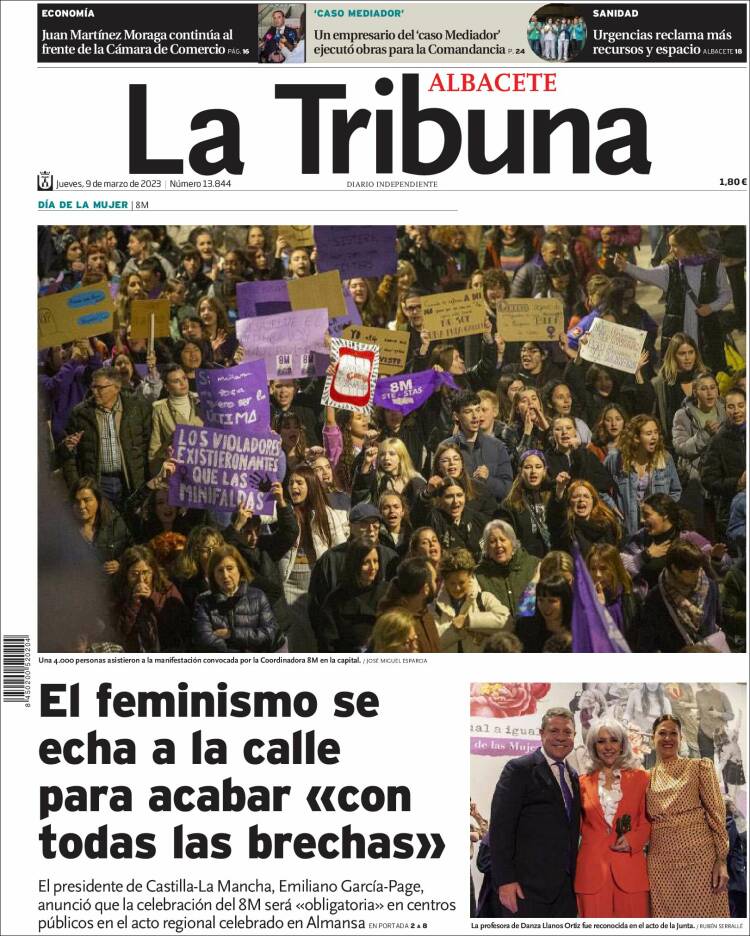 Portada de La Tribuna de Albacete (España)
