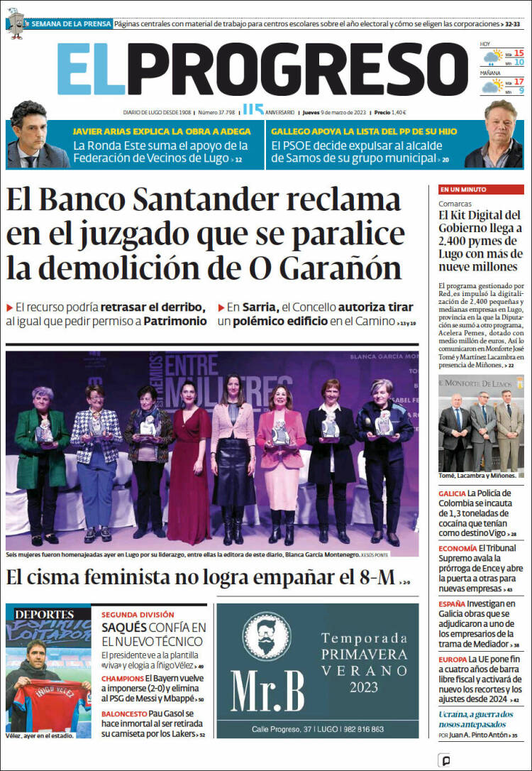 Portada de El Progreso (Espagne)