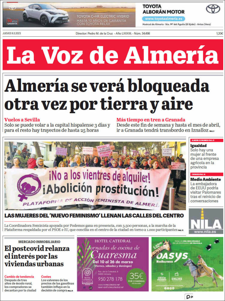 Portada de La Voz de Almería (España)
