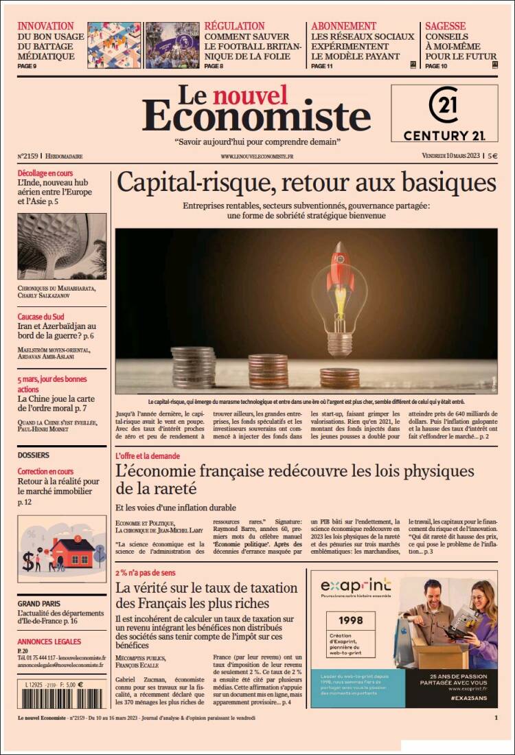 Portada de Le nouvel Economiste (France)