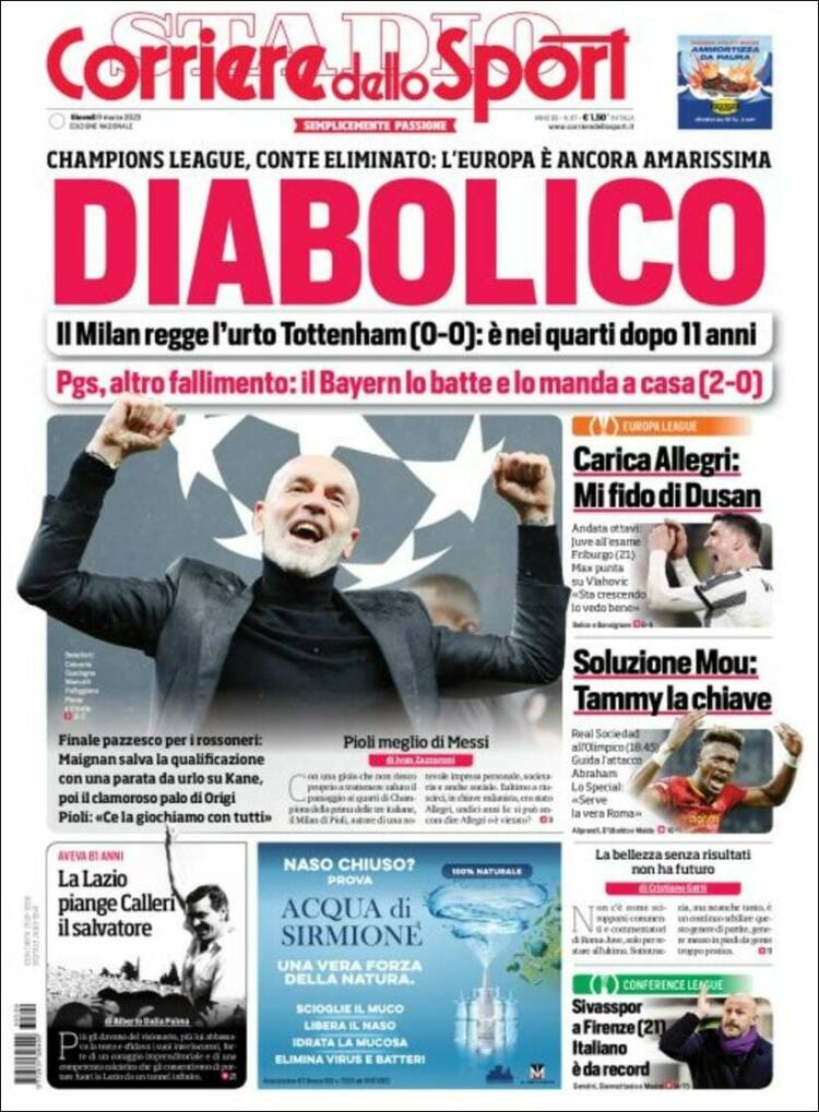 Portada de Corriere dello Sport (Italie)