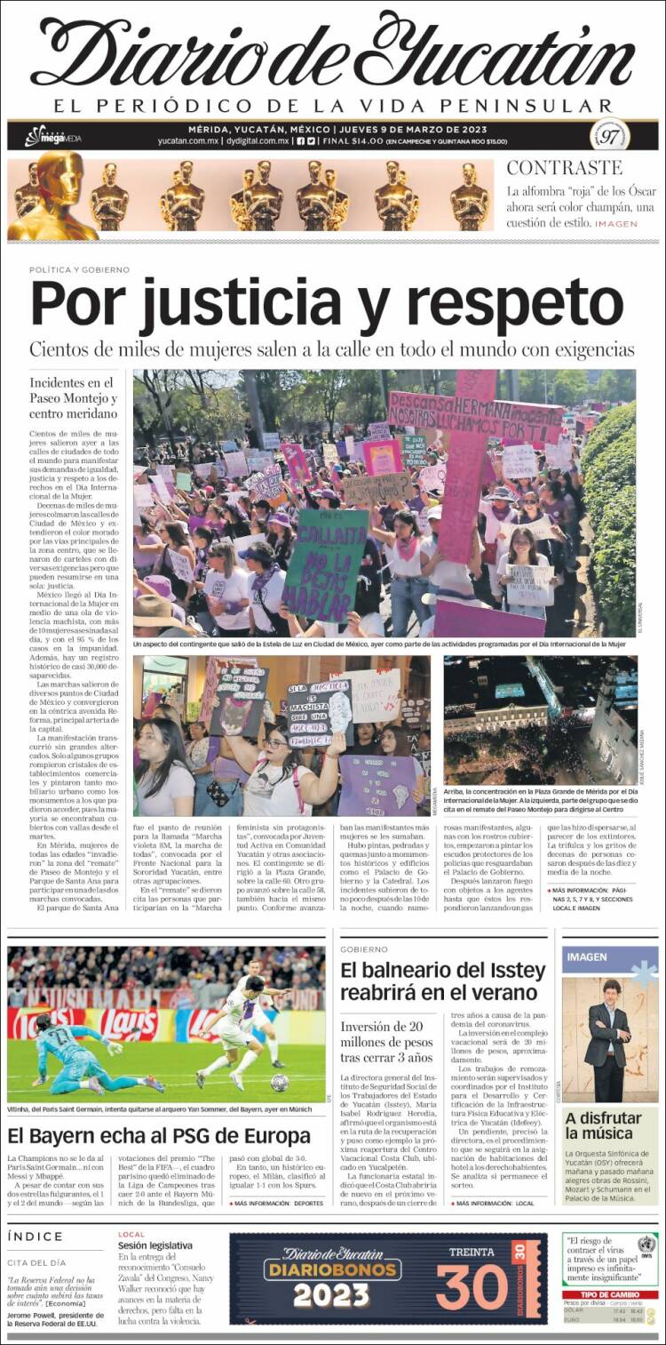 Portada de Diario de Yucatán (Mexico)