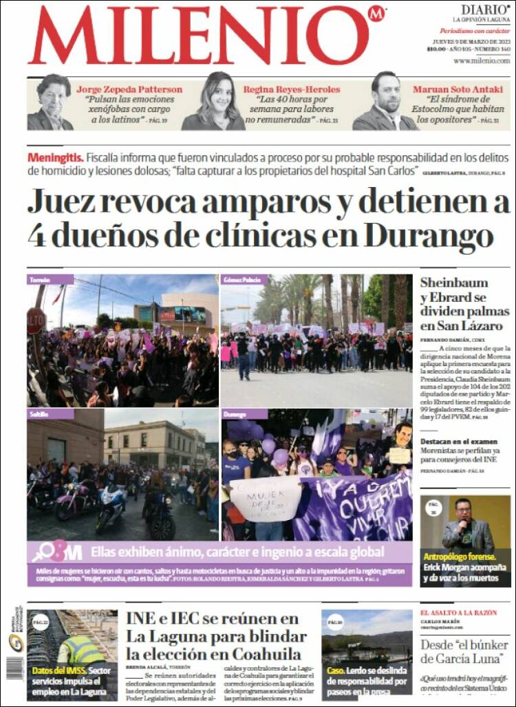 Portada de Milenio - Laguna (Mexico)