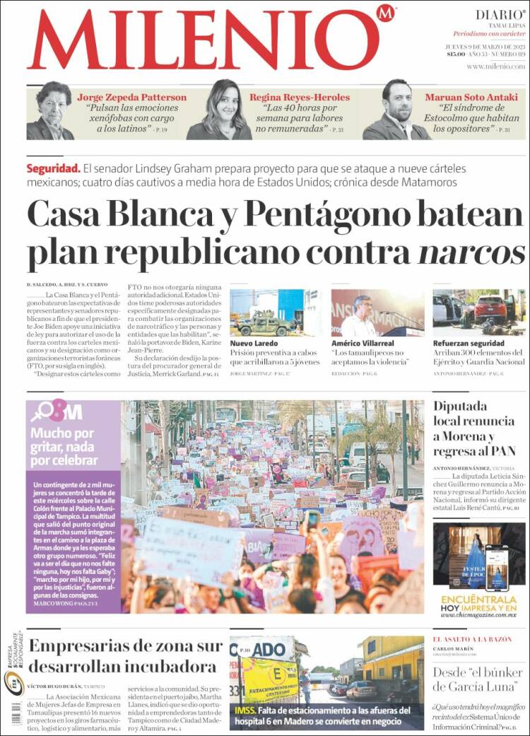 Portada de Milenio - Tamaulipas (Mexico)