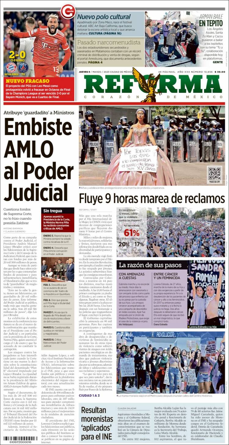 Periódico Reforma (México). Periódicos de México. Toda la prensa de hoy.  