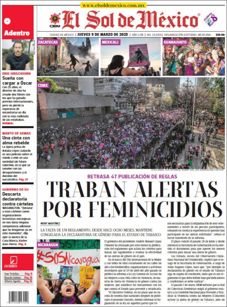 Portada de El Sol de México (Mexico)