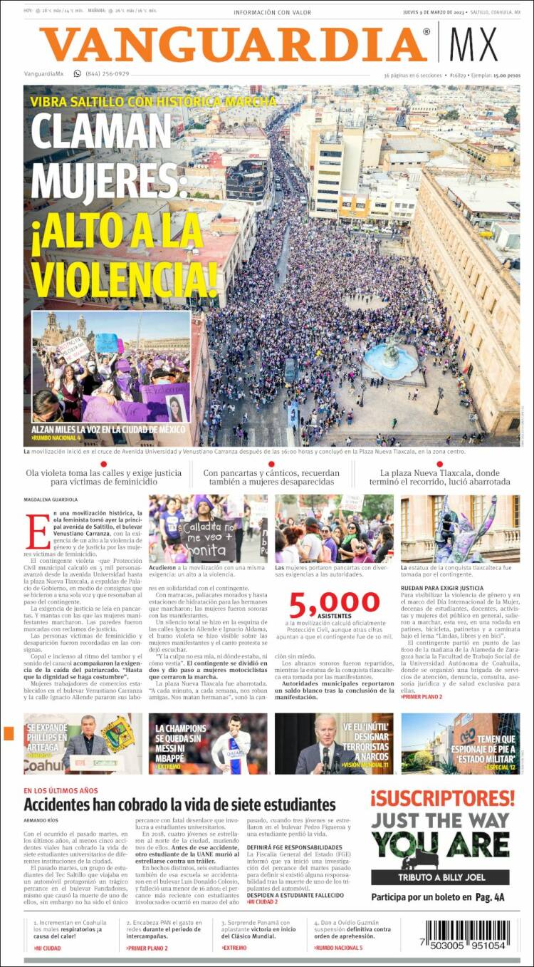 Portada de Vanguardia (Mexico)