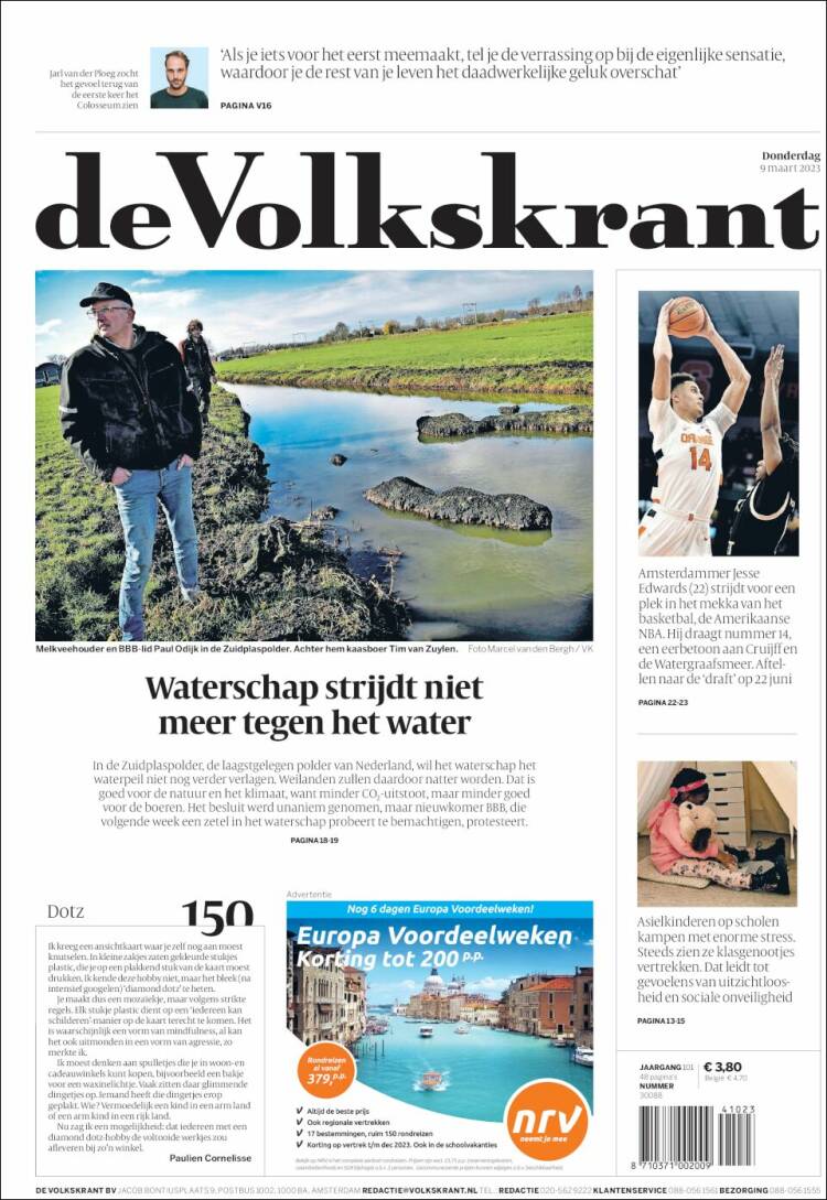 Portada de De Volkskrant (Pa&iacute;ses Bajos)