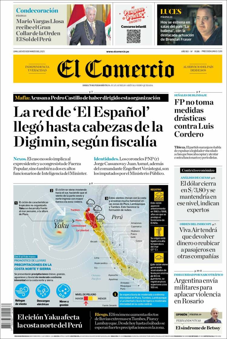 Portada de El Comercio (Perú)