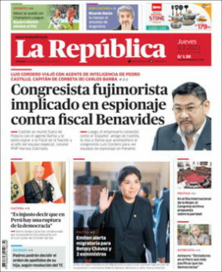 Portada de La Republica (Perú)