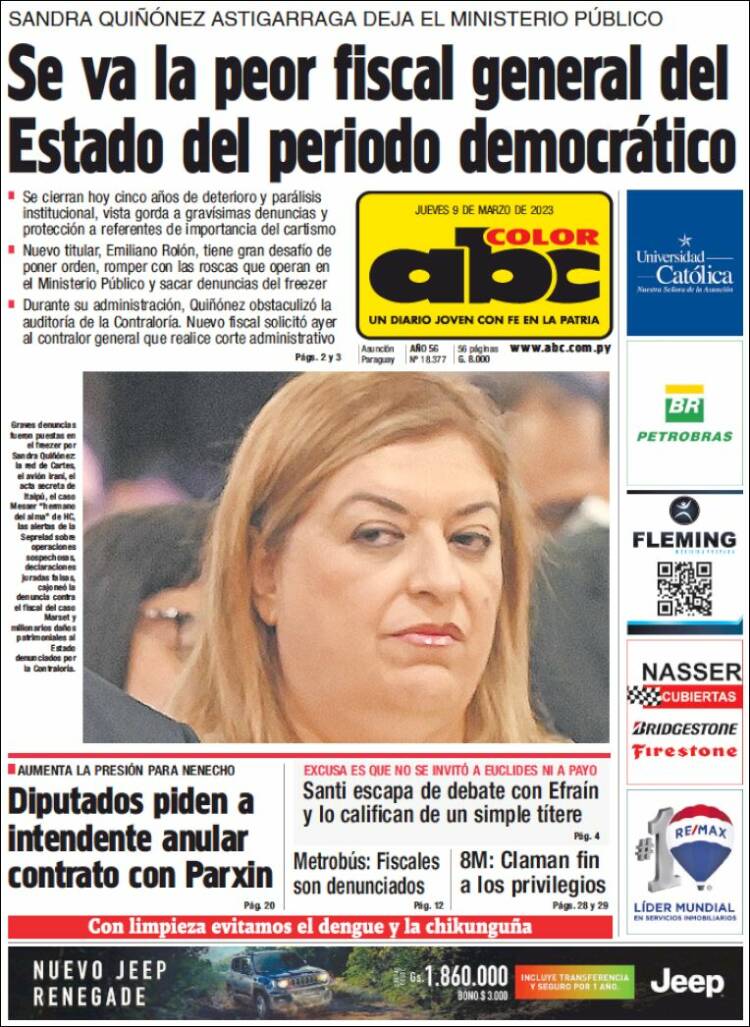 Portada de ABC Color (Paraguay)