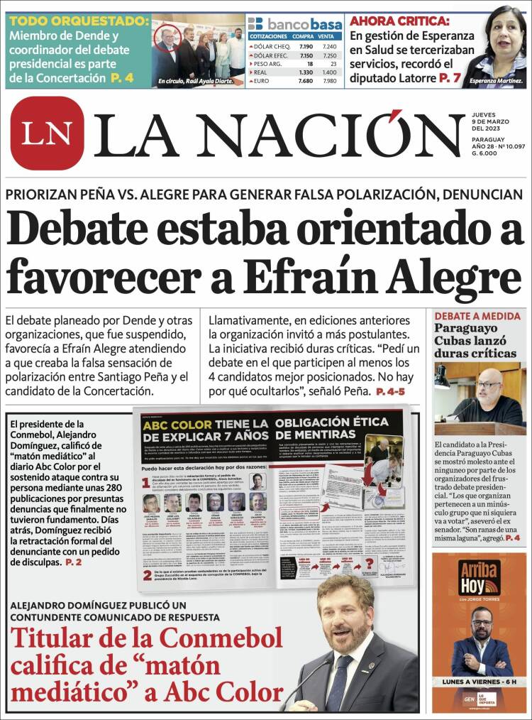 Portada de La Nación (Paraguay)