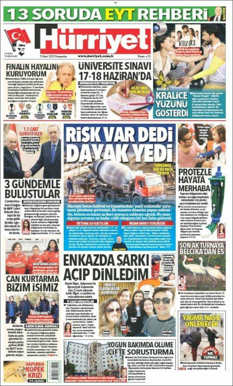 Portada de Hürriyet (Turqu&iacute;a)