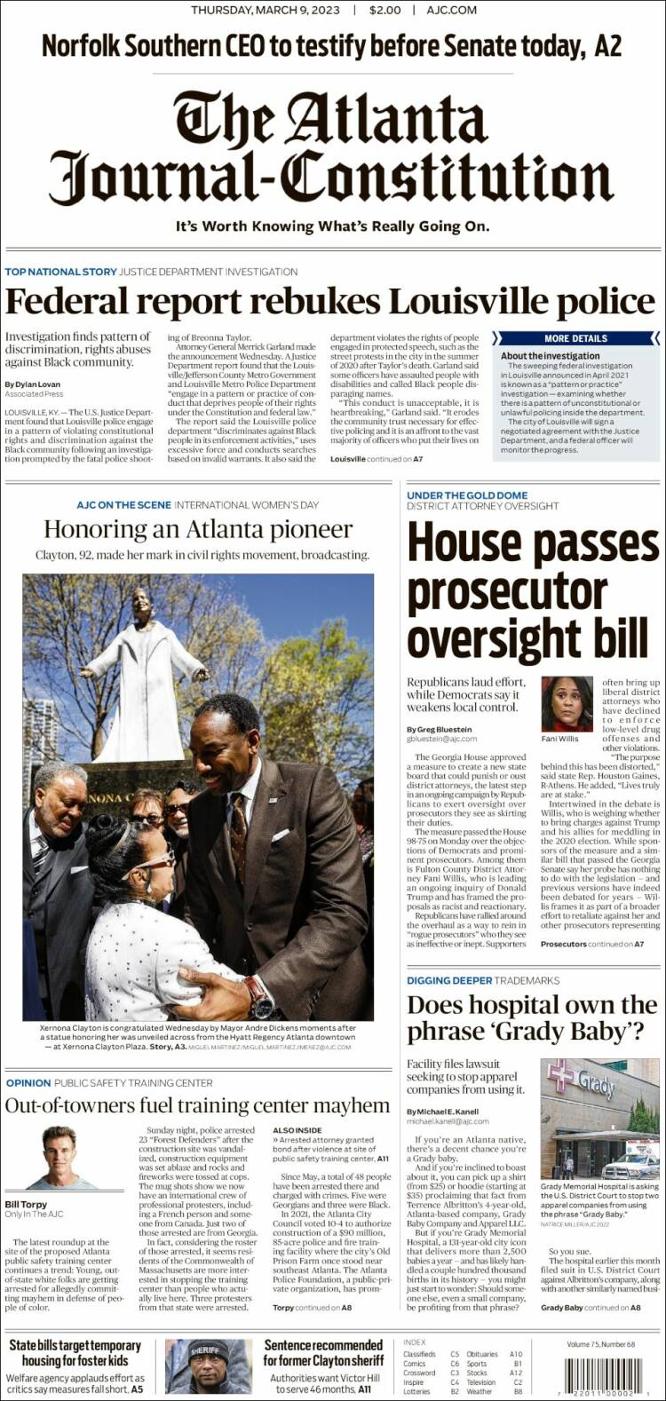 Portada de The Atlanta Journal-Constitution (États-Unis)