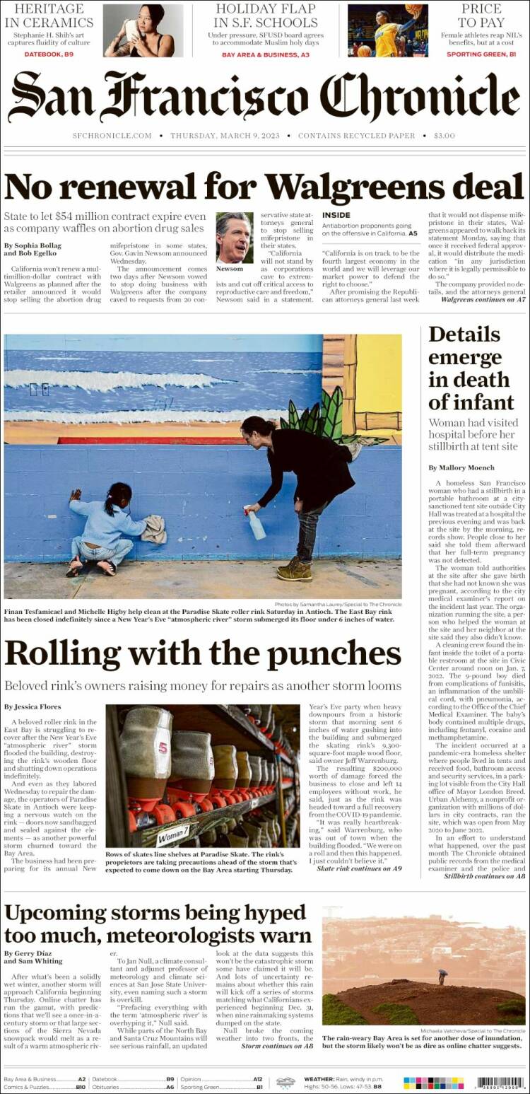 Portada de San Francisco Chronicle (États-Unis)