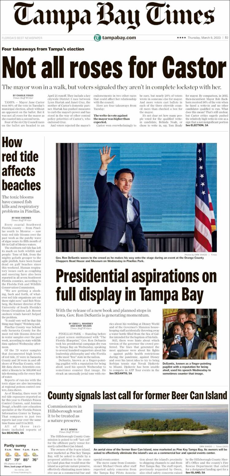 Portada de Tampa Bay Times (États-Unis)