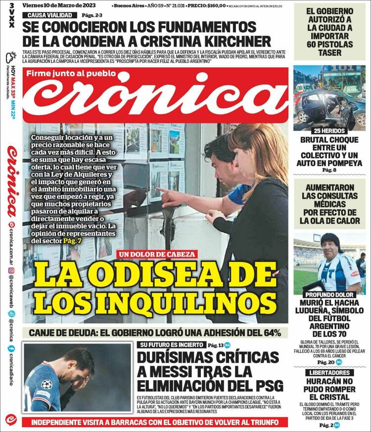 Portada de Crónica (Argentina)