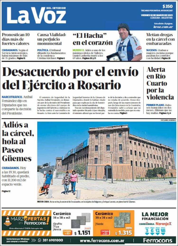 Portada de La Voz del Interior (Argentina)