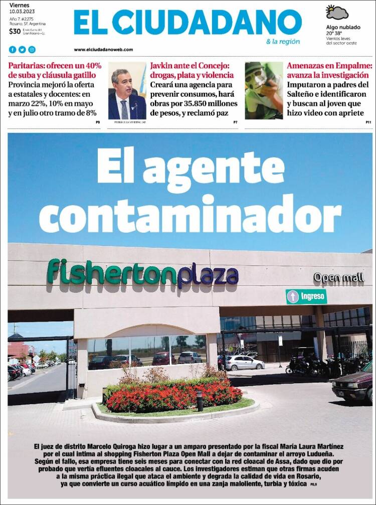 Portada de Diario El Ciudadano (Argentina)