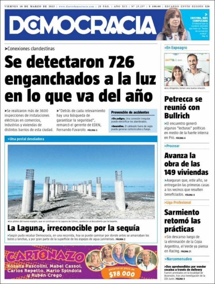 Portada de Diario Democracia (Argentina)