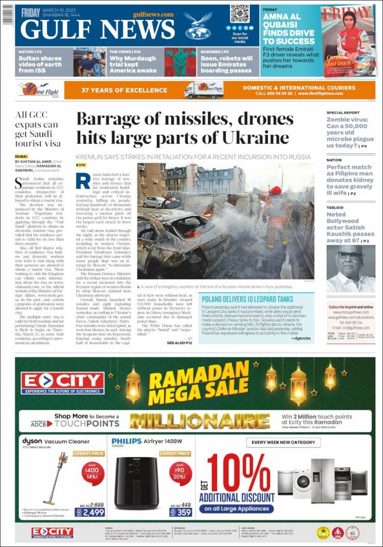 Portada de Gulf News (Asia-Pacífico)