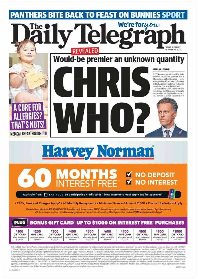 Portada de The Daily Telegraph (Australia)