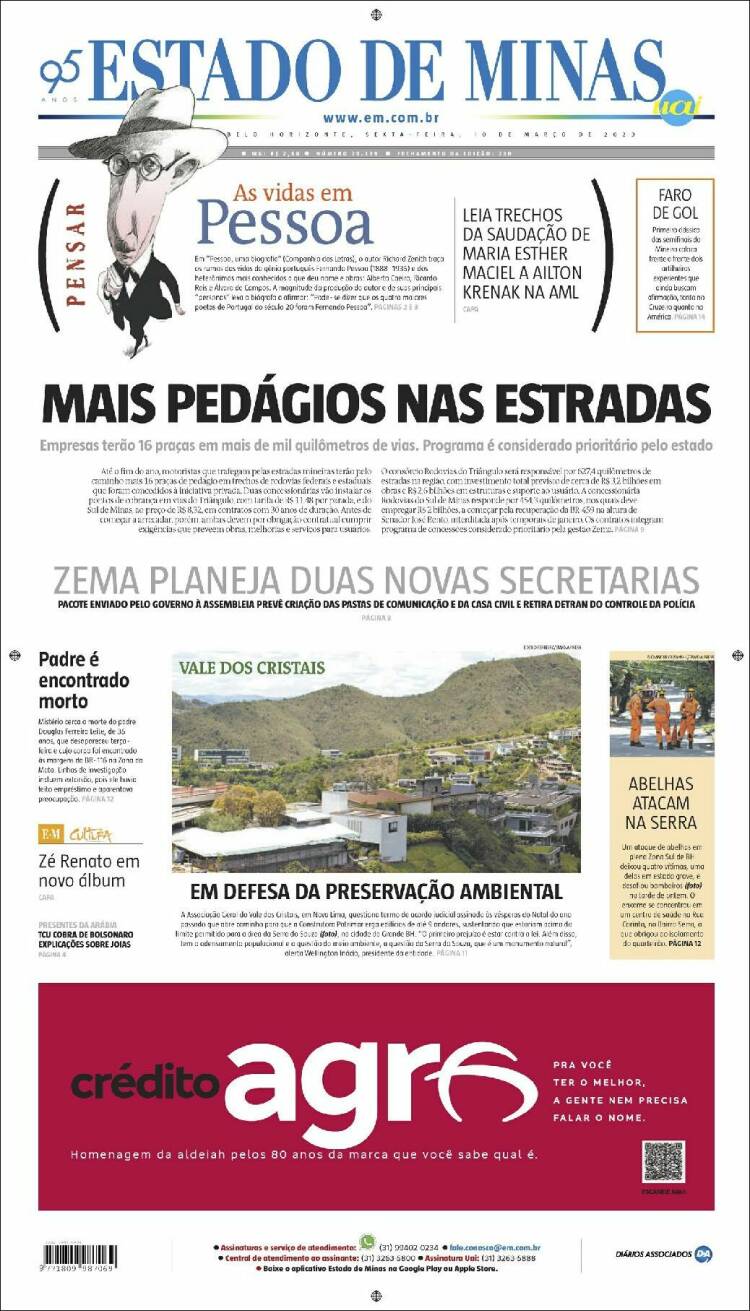 Portada de Jornal Estado de Minas (Brasil)