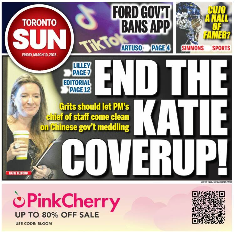 Portada de The Toronto Sun (Canadá)