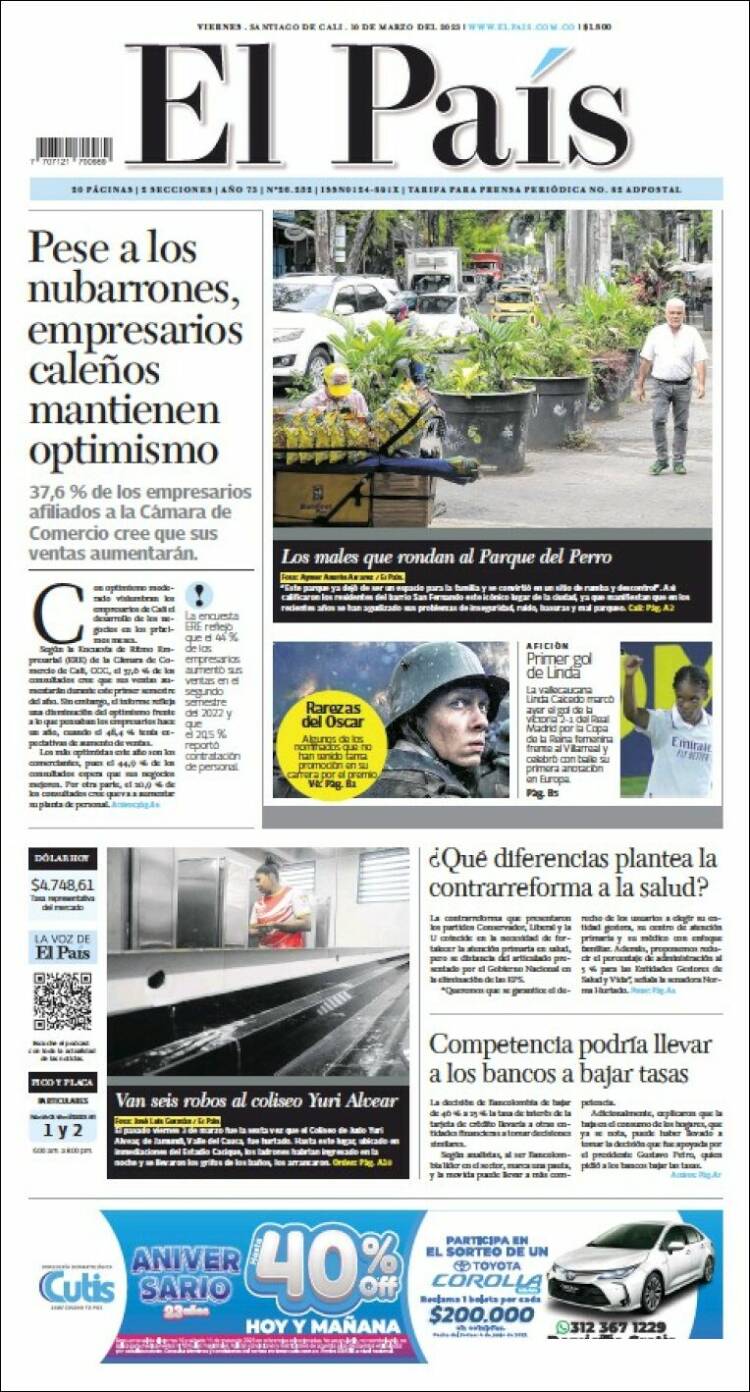 Portada de El País - Cali (Colombia)