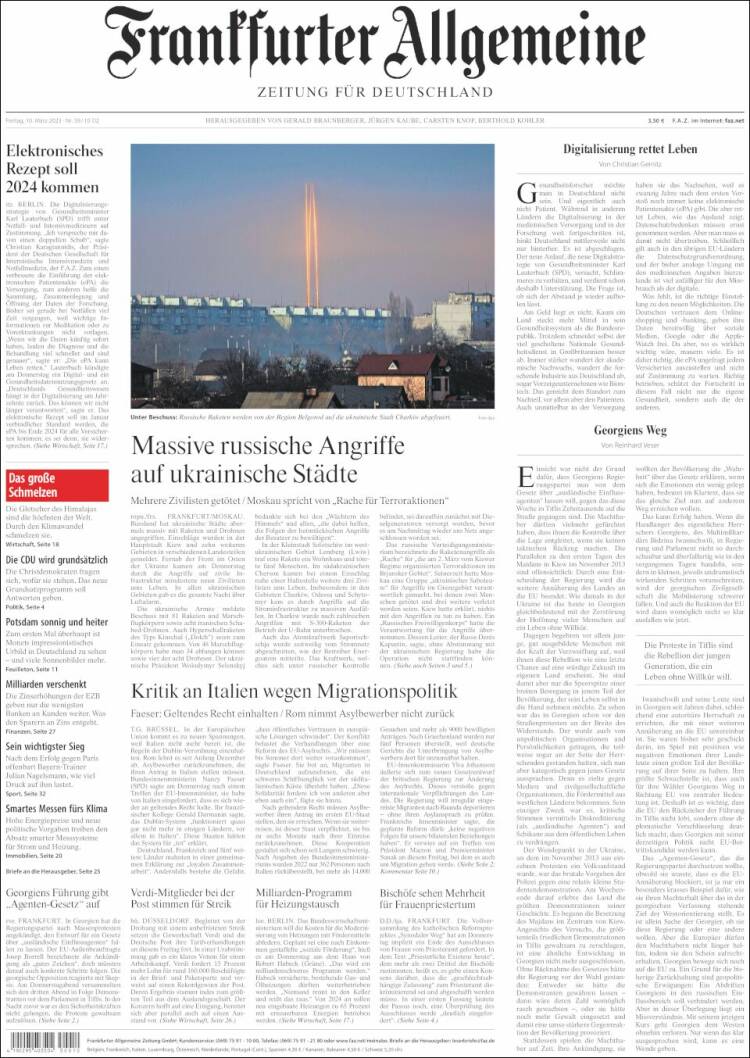 Portada de Frankfurter Allgemeine (Alemania)