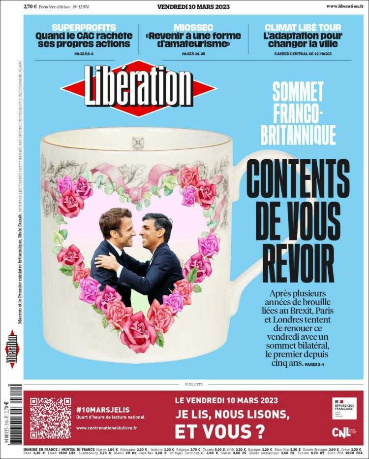 Portada de Libération (Francia)