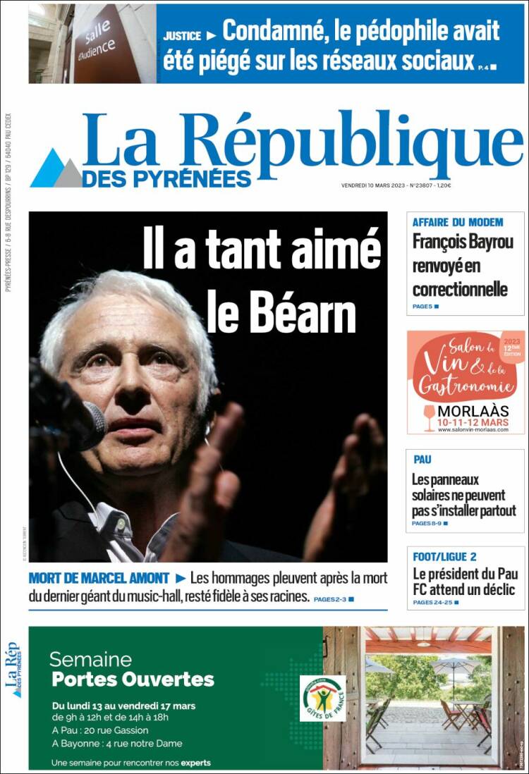 Portada de La République des Pyrénées (Francia)