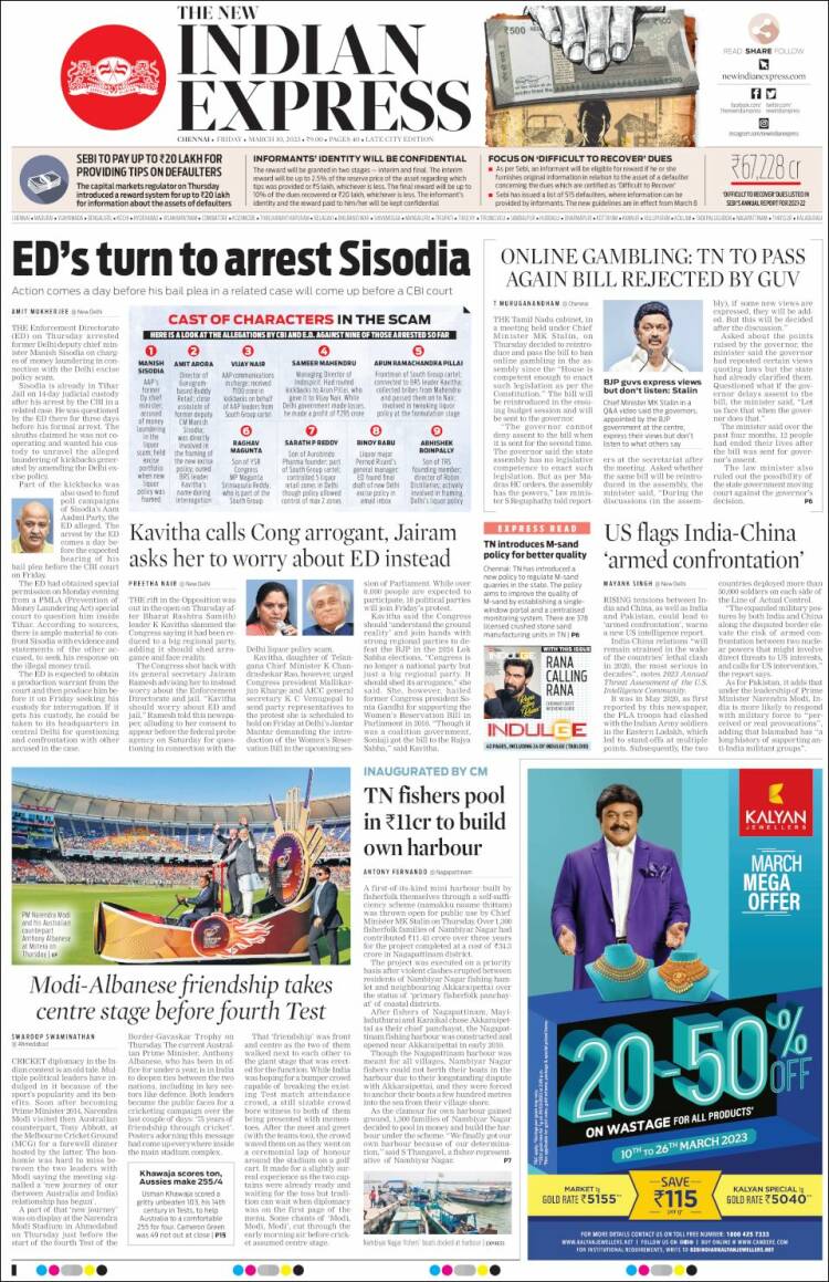 Portada de New Indian Express (India)