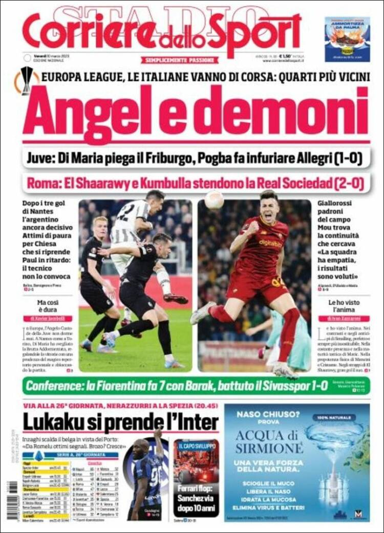 Portada de Corriere dello Sport (Italia)